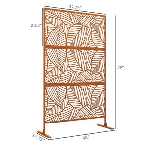 6.5FT Metal Outdoor Privacy <b>Screen</b> Divider with <b>Leaf</b> Design Easily Assembled WPC Frame Garden Fence Brown Decorative Stand - Product Image 3