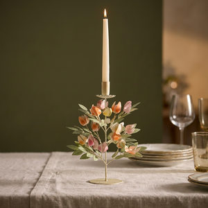 Elegante Candelabro de Metal con Diseño Floral, Centro de Mesa Decorativo para el Hogar, Decoración para Bodas y Eventos, Portavelas para Comedor - Product Image 2