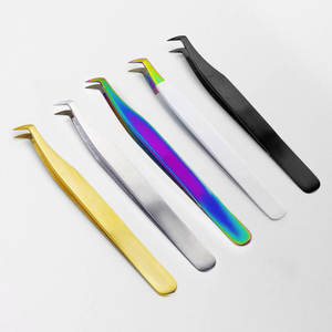 Ensemble de pinces à épiler pour extensions de cils en acier inoxydable noir mat de haute qualité, antistatiques, pointe précise, multifonctionnelles - Product Image 2