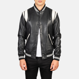 Veste universitaire pour homme, manches en cuir véritable et mélange de laine, veste universitaire pour garçons, veste universitaire de collège - Product Image 1