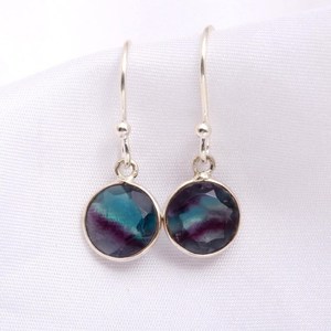 Pendientes de Fluorita Arcoíris, Plata de Ley 925, Chapados en Oro, Certificados por IGI, Piedras Preciosas Naturales Hechas a Mano, Joyería para Mujer, Venta al por Mayor - Product Image 1