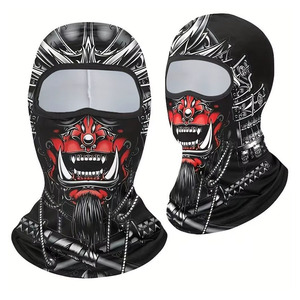 Balaclava unisexe noire 100% acrylique avec impression de crâne rouge et gris personnalisée, respirante, imperméable, masque facial d'extérieur pour adultes - Product Image 5