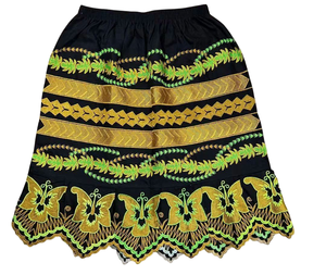 Jupe en mousseline de soie à imprimé tropical de l'île de Pohnpei, longueur genou, broderie florale de style polynésien, design hawaïen, élastique - Product Image 4