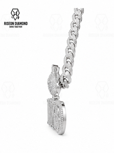 จี้ตัวอักษรแบบ Iced Out สั่งทำพิเศษ พร้อมสร้อยคิวบาลิงค์คุณภาพพรีเมียม ประดับเพชรทรงกลมเต็มเส้น หรูหรา สไตล์ฮิปฮอป เครื่องประดับชั้นดี - Product Image 2