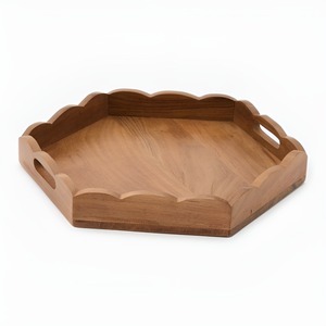 Plateau de service en bois, forme irrégulière, fait main, design moderne, couleur unie, finition polie, vaisselle et assiettes - Product Image 3