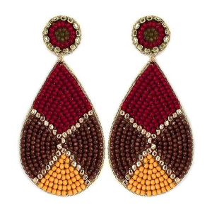 ต่างหูเม็ดลูกปัดหลากสีทรงหยดน้ำ ปักลายด้วยมือ งานแฮนด์เมดจากอินเดีย เครื่องประดับแฟชั่นสำหรับผู้หญิงและเด็กผู้หญิง - Product Image 3