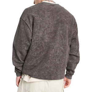 Sweat-shirt pour homme en tissu délavé de qualité supérieure, col rond, manches longues, coupe confortable, style vintage décontracté - Product Image 2