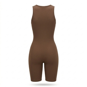 Mono deportivo sin mangas para mujer, cuello redondo, largo hasta la mitad de la musleta, ajuste deportivo, transpirable, de secado rápido, con compresión acanalada. - Product Image 2