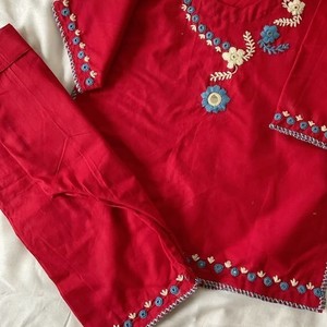 Chal de Algodón Bordado con Flores Rojas para Mujer, Ropa Étnica Tradicional, Estilo Casual de Primavera/Verano - Product Image 2