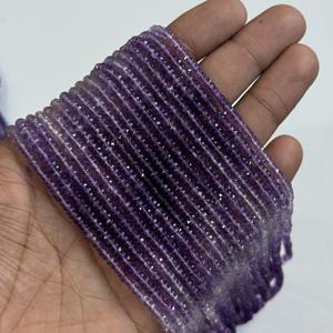 Cuentas facetadas de amatista púrpura natural en forma de rondel, cuentas de amatista auténtica para la fabricación de joyas, collares, pulseras, a granel. - Product Image 3