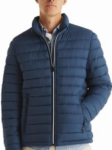 WARPRO INDUSTRY Men's Blue Collarless Puffer <b>Jacket</b> Waterproof Windproof Winter Casual Thick Polyester 300g Regular Fit - Product Image 2