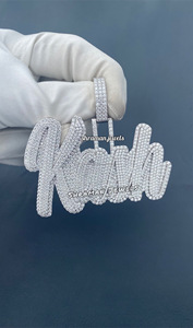 Collar Unisex de Hip Hop con Letra Inicial Personalizada, Chapado en Rodio sobre Plata Sólida 925, con Diamante Moissanita, Colgante de Aniversario - Product Image 6