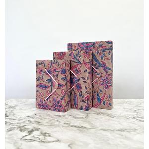 Craft Hackle Floral Fabric <b>Composition</b> <b>Book</b> 3 Different Sizes Elastic Closure Handmade Hardcover Green Blue Pink Print 50 Sheets - Product Image 4