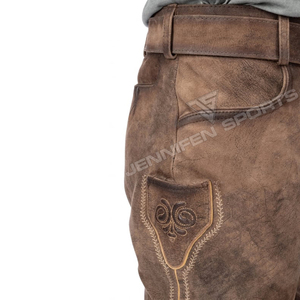 Últimos pantalones de cuero Lederhosen de Baviera hasta la rodilla para hombre, disfraz de Oktoberfest, de piel de vaca auténtica, gamuza, personalizados, transpirables - Product Image 3