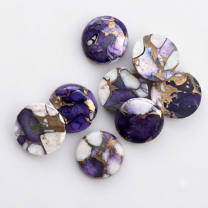 Cabujón redondo de turquesa color cobre púrpura rosa búfalo, piedra preciosa suelta para la elaboración de joyería. - Product Image 4