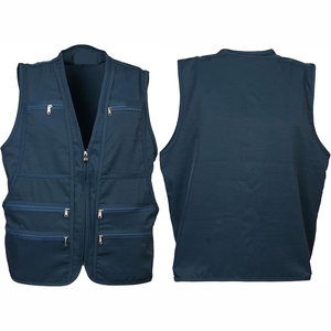 Men's Black Multi-pocket Cargo Vest V-neck Zipper Closure Casual Outdoor Wear 6-Pocket Design Solid Color Polyester Fabric - Product Image 6