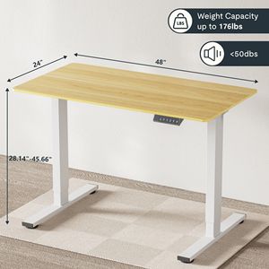 Electric White Fame + M <b>Computer</b> Desk 48 X 24 Inches Home <b>Office</b> Adjustable Height Stand or Sit Workstation - Product Image 3