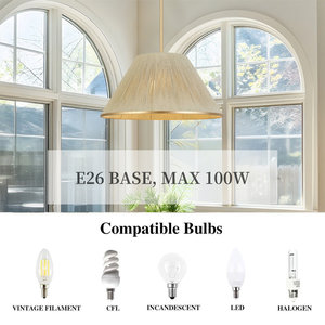 โคมไฟระย้าเชือกปอแบบถักด้วยมือ1เบาสำหรับตกแต่งบ้านเฟอร์นิเจอร์ห้องนั่งเล่น - Product Image 5