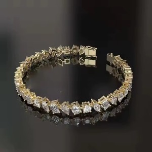 Lab Grown Diamond Tennis <b>Bracelet</b> for Women and Men, Mix Cut Diamond Tennis <b>Bracelet</b> For Wedding, <b>Solid</b> Gold Diamond <b>Bracelet</b> - Product Image 3