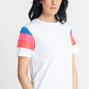 Women's Crew Neck Short Sleeve T-<b>Shirt</b> Color Blocked Stripe Pattern Regular Fit Casual Jersey Breathable Spring Summer Wear - Product Image 5
