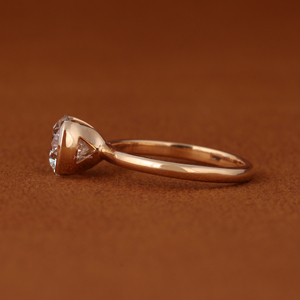 Bague de fiançailles en diamant de laboratoire rond certifié IGI, or massif 14 carats, demi-sertissage, solitaire, alliance de mariage - Product Image 4
