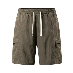 Pantalones Cortos Cargo de Lino para Hombre, Estilo Americano, para Trabajo al Aire Libre, Cintura Media con Cordón, Color Sólido, Tejidos, para Verano, Gran Venta - Product Image 4