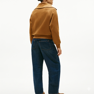 Sudadera con cremallera de cuarto para mujer, estilo casual urbano, hombros caídos, transpirable, ecológica, con capucha - Product Image 2