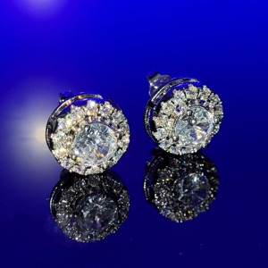 RB Gems elegante personalizado 14K oro sólido S925 plata esterlina VVS Moissanite diamante Stud pendientes para mujer - Product Image 5
