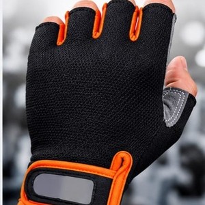 <b>Half</b> Finger Cycling Gloves Adjustable Wrist Strap Hook and Loop Closure Non <b>Slip</b> Breathable Leather Unisex Diamond Pattern - Product Image 6