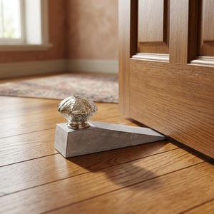 Contemporary Metal <b>Door</b> Catch with Crackle Glass Knob for Entry Use Durable Design - Product Image 3