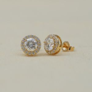 Pendientes de lujo con moissanita de corte redondo floral de 1 quilate cada uno, con plata de ley 925, regalo para novia, dijes para fiesta de cumpleaños - Product Image 1