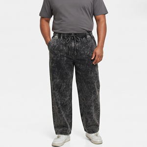 High Quality Denim Pants Vintage Washed Cotton <b>Jeans</b> <b>Men's</b> Outerwear Stonewashed Denim Pants <b>Men</b> <b>Drawstring</b> Waist Winter <b>Jeans</b> - Product Image 1