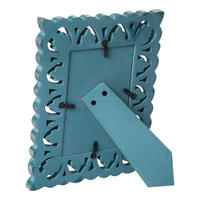 Cadre photo en bois sculpté à la main |   Cadre photo vintage en turquoise et feuille d'argent pour présentation sur table, décoration maison et hôtel, vente en gros
