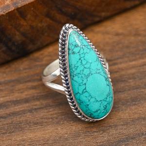 Bague en turquoise Santa Rosa, argent sterling 925, bijoux faits à la main de style ethnique, bague en pierre précieuse naturelle, unique - Product Image 4