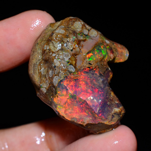 Lote de 4 piezas de ópalo etíope Welo Fire, 100% natural, de primera calidad, en bruto, para la elaboración de joyas. - Product Image 3