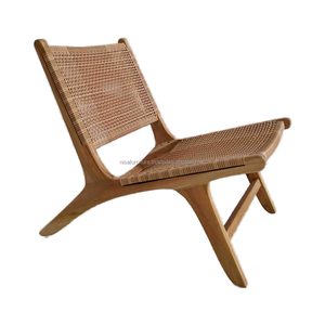 เก้าอี้ไม้สักธรรมชาติอินโดนีเซียดีไซน์ทันสมัยเฟอร์นิเจอร์ทนทานหวายพีอีสังเคราะห์กันน้ำสำหรับสวนวิลล่า - Product Image 4