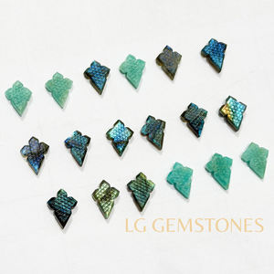 Pierre précieuse naturelle en labradorite sculptée en forme de cerf-volant, pierre de labradorite sculptée à la main pour la fabrication de bijoux en gros - Product Image 5