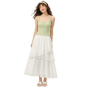 เสื้อกล้ามถักเนื้อนุ่มแบบมีกระดุมด้านหน้าสำหรับผู้หญิง ทรงเข้ารูปยืดหยุ่นได้ เสื้อแขนกุดสำหรับฤดูร้อน เหมาะสำหรับการผลิตเสื้อผ้าแบรนด์ดังจำนวนมาก - Product Image 1