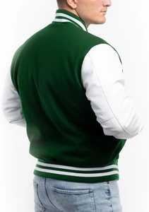 Custom Unisex High Quality Wool Stand Collar Patchwork Hooded Varsity <b>Jacket</b> with 2 Pockets - Product Image 5