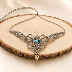 สร้อยคอจี้มุกทำมือพร้อมจี้พระพุทธรูปสแตนเลส สายไม้ไผ่-HARI OM CREATIONS ของขวัญสำหรับทุกเพศทุกวัย เหมาะสำหรับวันครบรอบ - Product Image 1