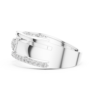 Bague de fiançailles minimaliste en or blanc 18 carats plaqué rhodium avec diamant rond de laboratoire UNITY EDGE, idéale pour homme, pour mariage ou cadeau - Product Image 3