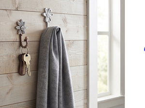 Elegant Silver Metal Flower Wall <b>Hooks</b> Perfect <b>For</b> Bathroom Kitchen Bedroom Clothing Hangers And Stylish Home Organization - Product Image 5