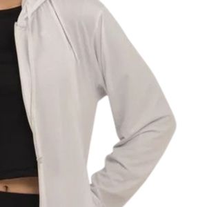 Cárdigan Largo con Capucha para Mujer, Color Blanco, Manga Larga, Abierto por Delante, Ligero, Informal, Corte Holgado, con Bolsillos - Product Image 3