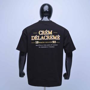 T-shirt pour homme de qualité supérieure avec logo personnalisé, fabrication noire avec broderie avant et arrière, manches courtes et col rond. - Product Image 5