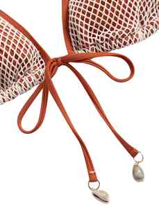 Bikini de Dos Piezas de Secado Rápido para Mujer, Tanga Triangular con Cordones de Malla, Decoración de Encaje, Talla Adulto, para Playa y Piscina - Product Image 5