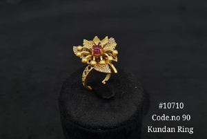 Flower Shape <b>Gold</b> Plated Kundan Fingering With <b>Cubic</b> <b>Zirconia</b> For Women Party Accessories - Product Image 5
