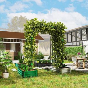 Arco da Giardino in Metallo Alto 2,4 m, Traliccio per Cetrioli e Piante Rampicanti, Rete di Supporto per Piante, Recinzioni e Cancelli - Product Image 5
