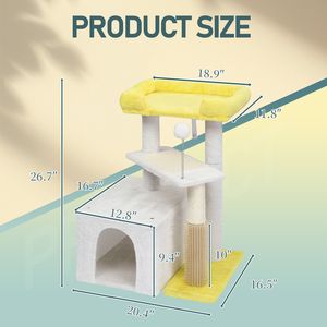 "27.5in Cat Tree Multi-Level Condo with Scratching Post & <b>Padded</b> <b>Bed</b> for Indoor Kittens" - Product Image 3