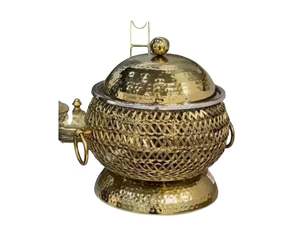 Chauffe-Plat de Luxe en Laiton avec Couvercle, Plat de Service Chafing Dish Arabe Décoratif pour Traiteur, Pot Chaud, Vaisselle de Table pour Hôtels et Restaurants - Product Image 3