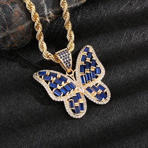 Pendentif papillon en moissanite dorée de haute qualité pour filles, collier plaqué or pour femmes, pendentif de mariage - Product Image 5